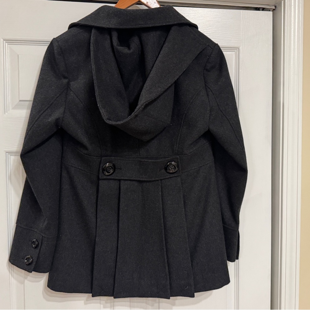 Women's charcoal hooded Wool Coat size M